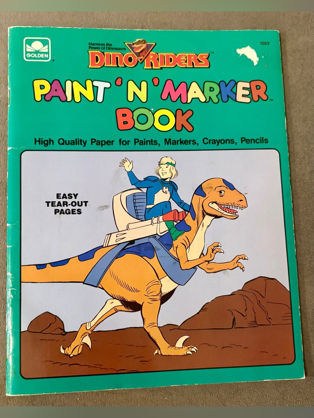 Vintage Golden Paint 'N' Marker Coloring Book ~ Dino Riders